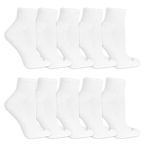 Fruit Of the Loom Women's Everyday Soft Cushioned Ankle Socks (10 Pack), White, 4-10 for $13