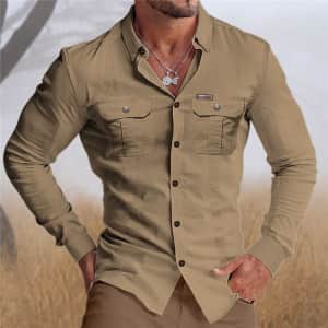 Men's Button Up Casual Shirt for $14