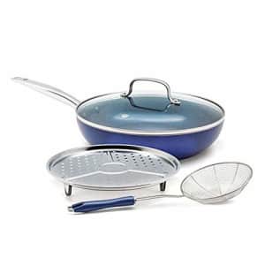 Blue Diamond Cookware Diamond Infused Ceramic Nonstick 4 Piece Cookware Bakeware Pots and Pans Set, for $90