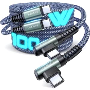 Ainope 100W 6.6-Foot USB-C Cable 2-Pack for $10