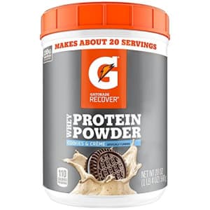 Gatorade Whey Protein Powder, Cookies & Crme, 22.4 Ounce (20 servings per canister, 20 grams of for $13 Gatorade Whey Protein Powder, Cookies & Crme, 22.4 Ounce (20 servings per canister, 20 grams of for $13