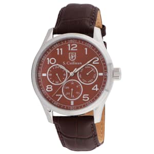 S. Coifman Men's 44mm Leather Watch for $20