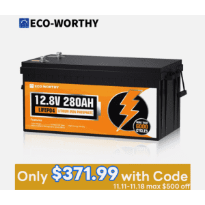 Eco-Worthy 12V 280Ah Lifepo4 Battery for $372 Eco-Worthy 12V 280Ah Lifepo4 Battery for $372