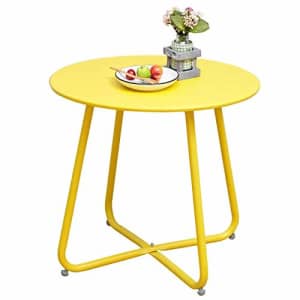 Grand Patio Steel Patio Side Table, Weather Resistant Outdoor Round End Table, Yellow for $30