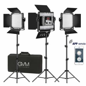 GVM Great Video Maker LED Video Lighting Kit 3-Pack for $188 GVM Great Video Maker LED Video Lighting Kit 3-Pack for $188