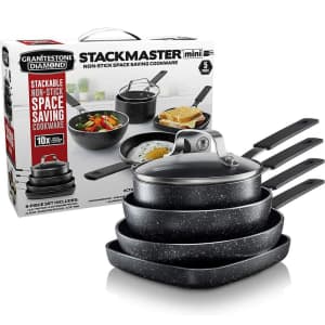 Granite Stone Stackmaster Diamond-Infused Mini Single-Serve 5-Piece Cookware Set for $25 Granite Stone Stackmaster Diamond-Infused Mini Single-Serve 5-Piece Cookware Set for $25