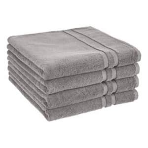 AmazonBasics GOTS Certified Organic Cotton Bath Towel - 4-Pack, Stone Gray for $43