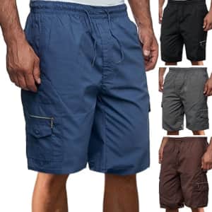 Men's Elastic Waist Cargo Quick Dry Zip Pocket Shorts: 2 for $18