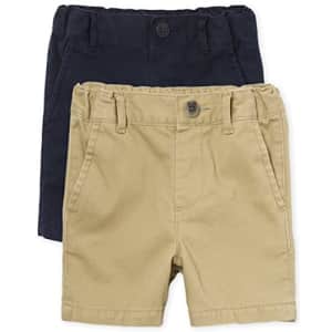 The Children's Place 6 Pack and Toddler Boys Chino Shorts, Flax/New Navy, 6 for $15