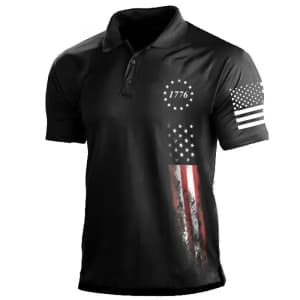 Men's American Flag Polo Golf Shirt for $8