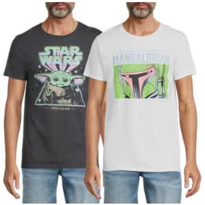 Star Wars Men's Grogu and Boba Fett Graphic Tees 2-Pack for $8