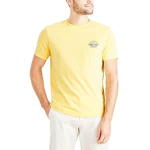 Dockers Men's Slim Fit Short Sleeve Graphic Tee Shirt, (New) Sundress Yellow, X-Large for $13