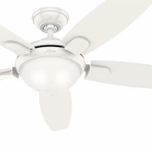Hunter Fan 54 inch Contemporary Fresh White Indoor Ceiling Fan with Light Kit and Remote Control for $136 Hunter Fan 54 inch Contemporary Fresh White Indoor Ceiling Fan with Light Kit and Remote Control for $136