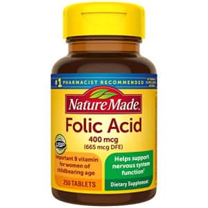 Nature Made Folic Acid 400 mcg (665 mcg DFE) Tablets, 250 Count (Pack of 3) for $15