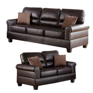 Benjara Round Arm 2-Piece Sofa Set for $880