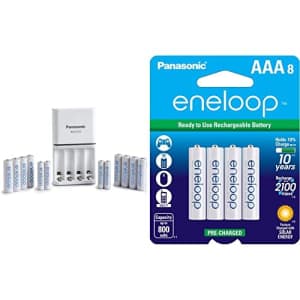 Eneloop Panasonic K-KJ55MC84CZ Power Pack; 8AA, 4AAA, and Advanced Battery 3 Hour Quick Charger & for $61