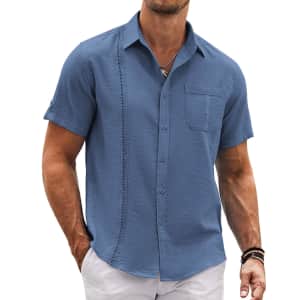 Coofandy Men's Cuban Guayabera Shirt for $8 Coofandy Men's Cuban Guayabera Shirt for $8