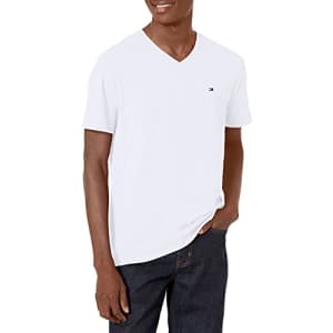 Tommy Hilfiger mens Tommy Hilfiger Men's Flag V Neck Tee T Shirt, Bright White, X-Large US for $15
