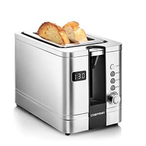 Chefman 2-Slice Digital Toaster, Pop-Up, Stainless Steel, Extra-Wide Slots For Bagels, Defrost, for $24 Chefman 2-Slice Digital Toaster, Pop-Up, Stainless Steel, Extra-Wide Slots For Bagels, Defrost, for $24