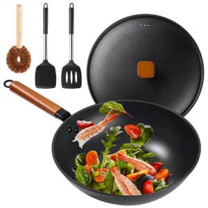 Bretor 13" Nonstick Wok Set with Lid for $18 Bretor 13" Nonstick Wok Set with Lid for $18