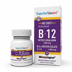 Superior Source No Shot Vitamin B12 Methylcobalamin (1000 mcg), Methylfolate, B6, Quick Dissolve for $13