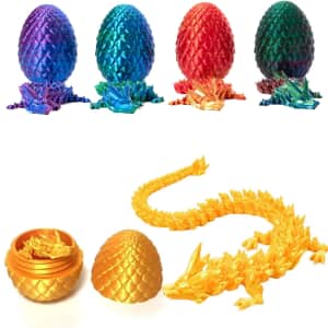 3D Printed Dragon Egg with 12" Crystal Dragon for $8