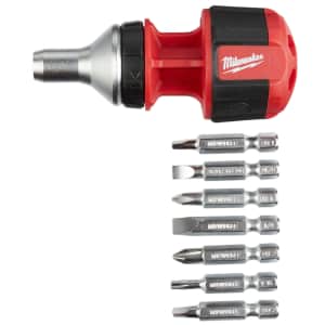 Milwaukee 8-in-1 Compact Ratcheting Multi-Bit Screwdriver Set for $11
