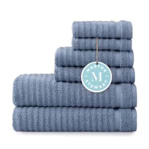 MARTHA STEWART 100% Cotton Bath Towels Set Of 6 Piece, 2 Bath Towels, 2 Hand Towels, 2 Washcloths, for $35