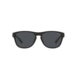 Polo Ralph Lauren PH4180U Universal Fit Square Sunglasses, Matte Black/Dark Grey, 56 mm for $70