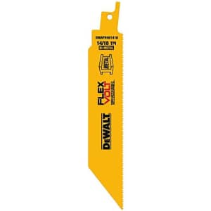 DEWALT DWAFV461418 FLEXVOLT 14/18 TPI Metal Recip Saw Blade (5 Pack), 6" for $32 DEWALT DWAFV461418 FLEXVOLT 14/18 TPI Metal Recip Saw Blade (5 Pack), 6" for $32
