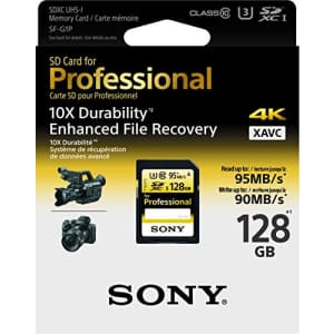 Sony SD Professional Memory Card, 128GB (SF-G1P/T1) for $130