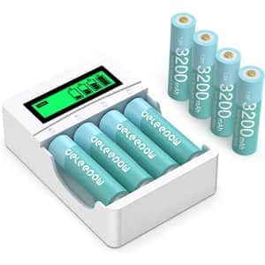 Deleepow 3,200mAh Battery Charger w/ 8 AA Batteries for $15