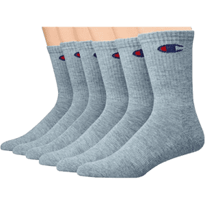 Champion Men's Long Crew Socks 6-Pack for $9