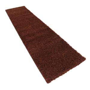 Unique Loom Solid Shag Collection Area Rug (2' 7" x 10' Runner, Chocolate Brown) for $66