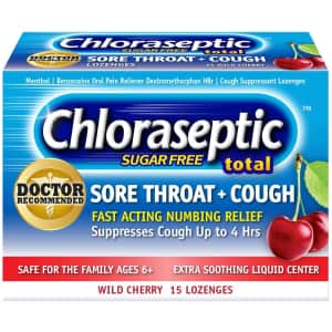 Chloraseptic Total Sore Throat + Cough Lozenges 15-Count Box for $2 Chloraseptic Total Sore Throat + Cough Lozenges 15-Count Box for $2
