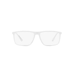 Emporio Armani Men's EA3221 Rectangular Sunglasses, Matte White/Demo Lens, 56 mm for $77