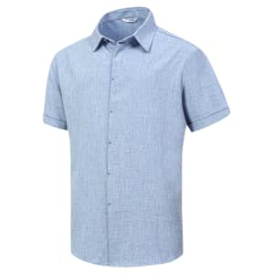 Unakisan Men's Linen Short Sleeve Shirt for $8