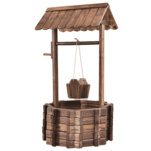 Wooden Wishing Well Bucket Planter for $92