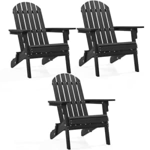 Yaheetech Folding Adirondack Chair Set of 3 Outdoor, 300LBS Solid Wood Garden Chair Weather for $176