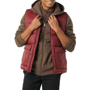 Amazon Essentials Men's Water-Resistant Sherpa-Lined Puffer Vest for $16