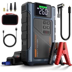 Geeneu 2,500A Car Jump Starter with Air Compressor for $39