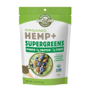 Manitoba Harvest Organic Hemp & Supergreens Powder, 7.5 oz Green Superfood Powder with 6g of for $20