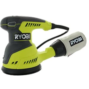 Ryobi RS290G 2.6 Amp 12,500 OPM Single Speed 5 Inch Hook and Loop Corded Random Orbit Sander w/ 3 for $70