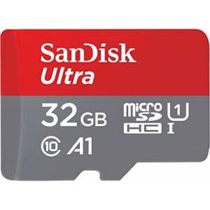SanDisk 32GB Ultra microSDHC UHS-I Memory Card with Adapter - 120MB/s, C10, U1, Full HD, A1, Micro for $8