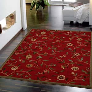 Ottomanson OTH2090-8X10 Ottohome Rug, Dark, 8'2" X 9'10", Red Floral for $93