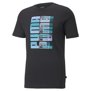 PUMA Men's Graphic Tee Shirt 1, Black 6.0, Medium for $14