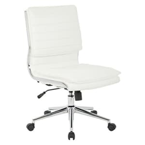 Office Star Faux Leather Armless Mid Back Managers Chair with Chrome Base, White for $212 Office Star Faux Leather Armless Mid Back Managers Chair with Chrome Base, White for $212