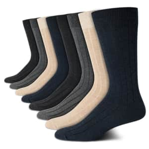 Calvin Klein Men's Dress Socks - Lightweight Cotton Blend Crew Socks (8 Pack), Size 7-12, Dark for $20