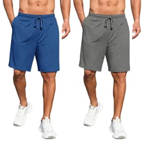 Coofandy Men's 9" Workout Shorts 2-Pack for $15