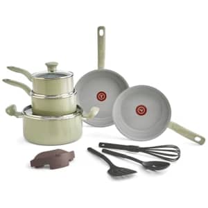 T-fal Recycled Ceramic Nonstick Cookware Set 12 Piece, Oven Safe 350F, Pots and Pans, Fry Pan, for $84